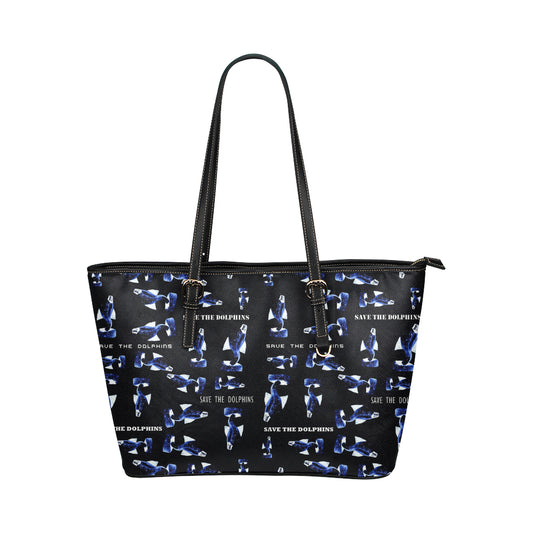 Save the Dolphins Jane Leather Tote Bag