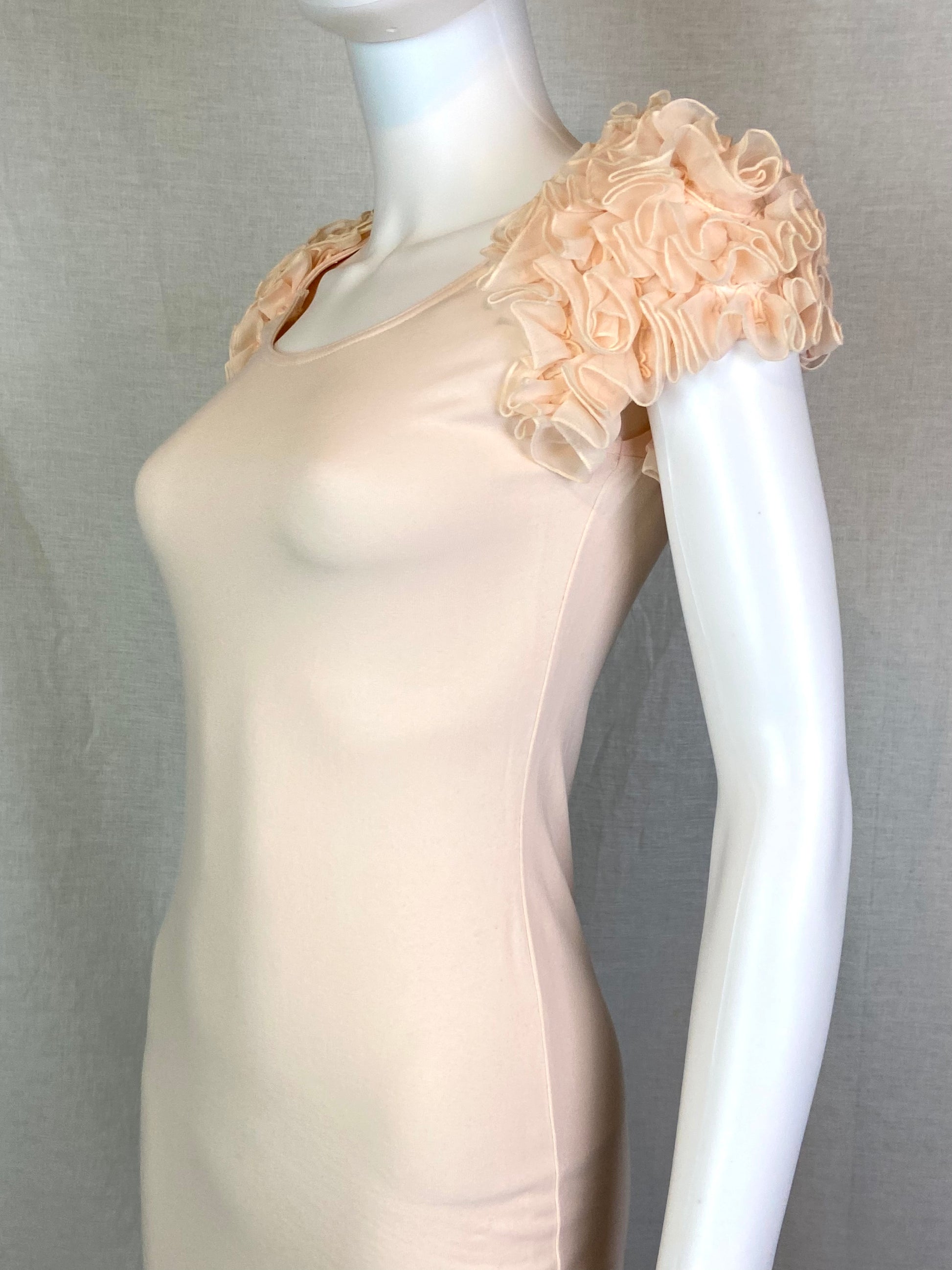 H&M Pink Peach Ruffle Sleeve Tee Dress Small ABBY ESSIE STUDIOS