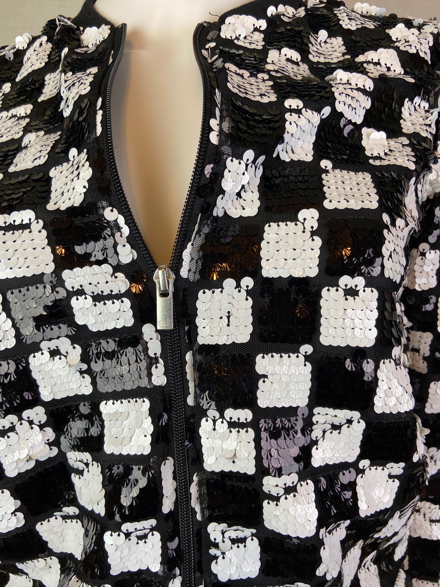 Black White Checkerboard Sequin Jacket