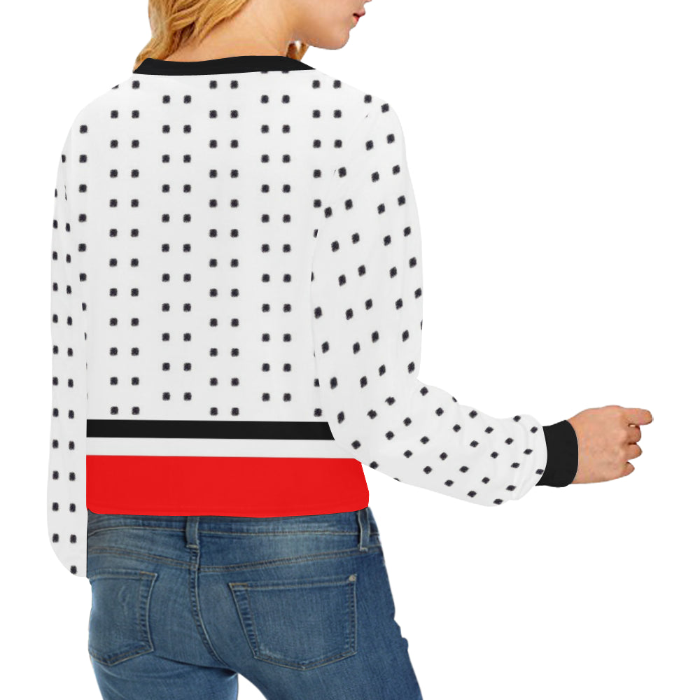 Polka Stripe Cropped Sweatshirt [White] e-joyer