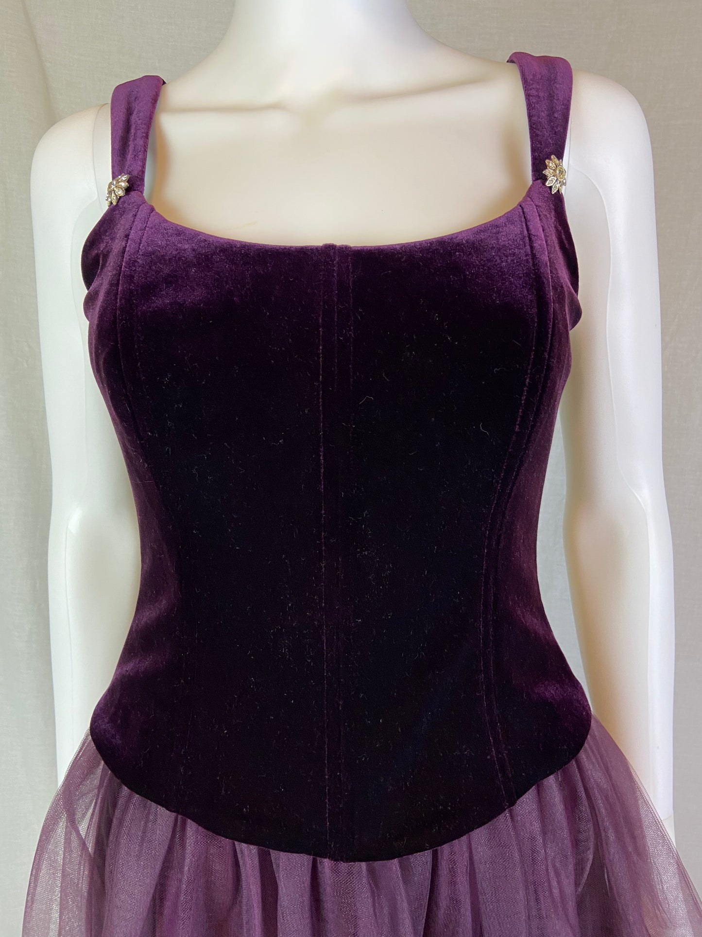 Michelangelo Purple Velvet Rhinestone Taffetta Victorian Gown