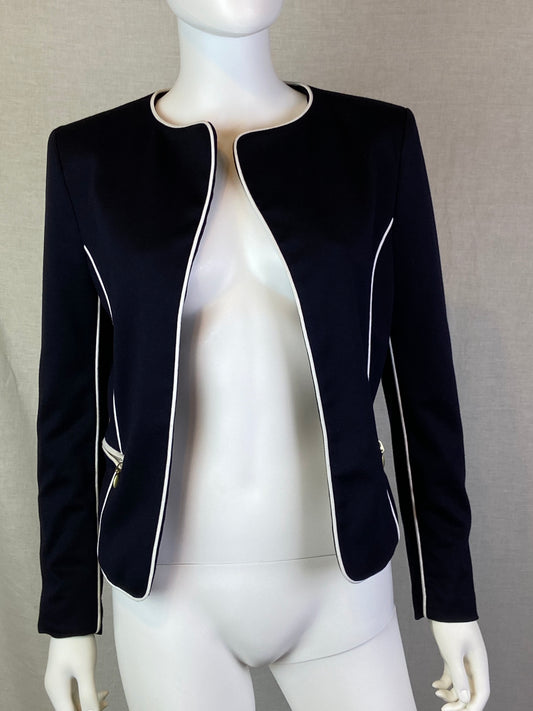 H&M Black White Zipper Blazer ABBY ESSIE STUDIOS