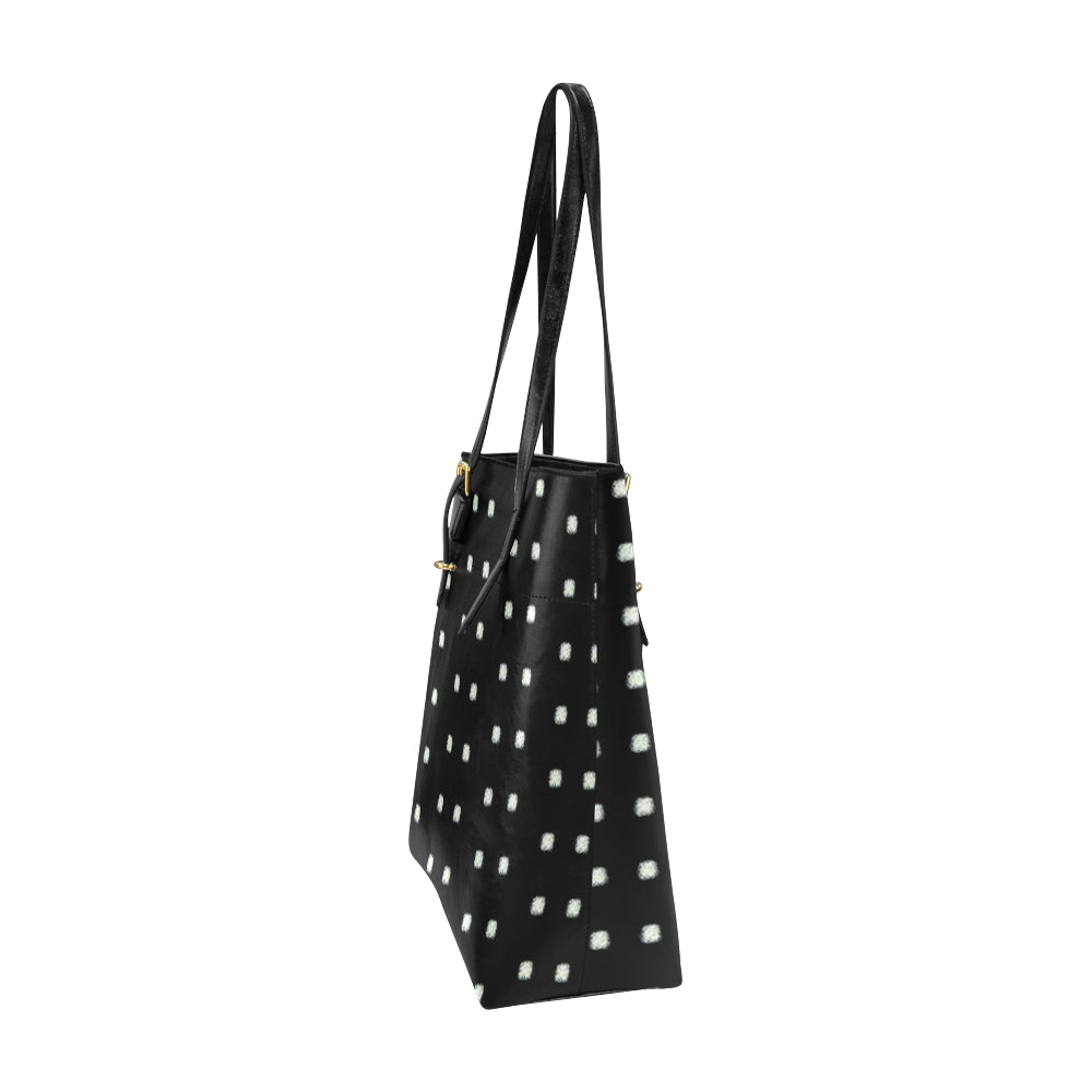 Polka Stripe Classic Leather Tote Bag e-joyer