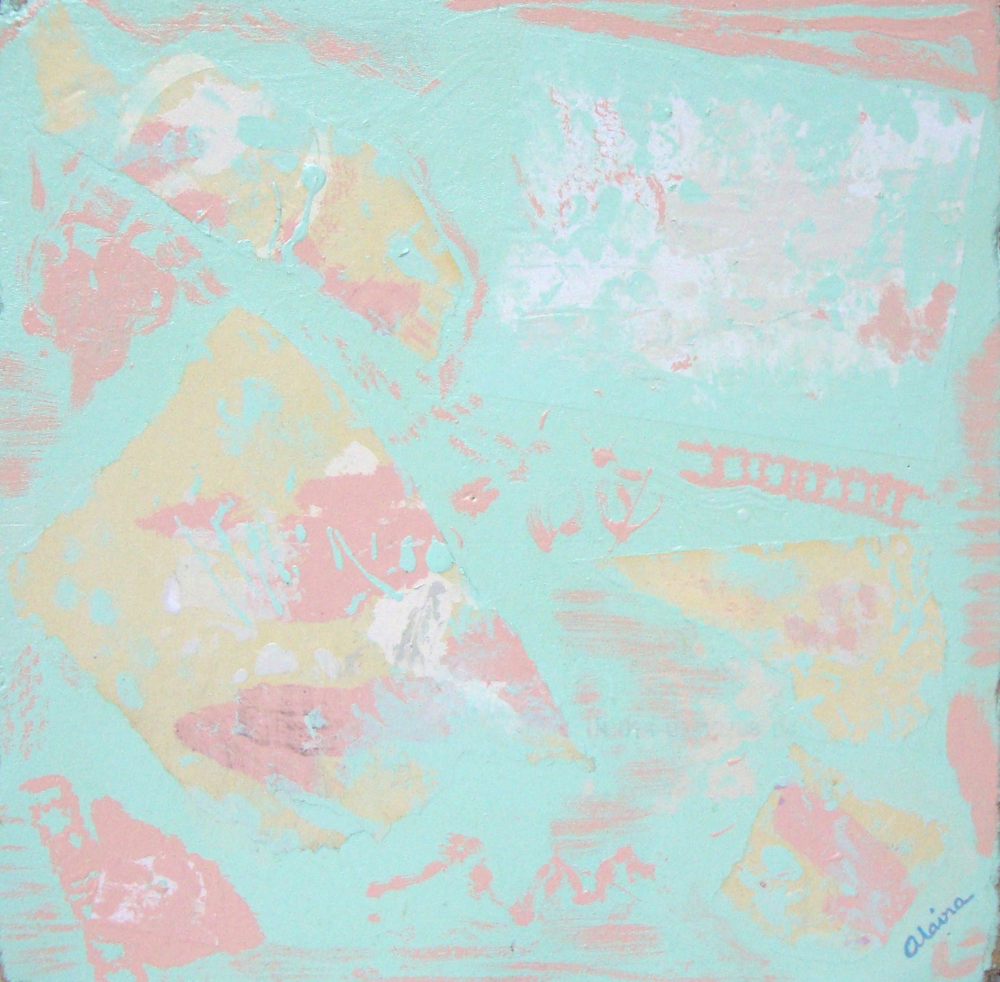 [SOLD] "Stairs" Original Acrylic Collage Painting by Suga Lane