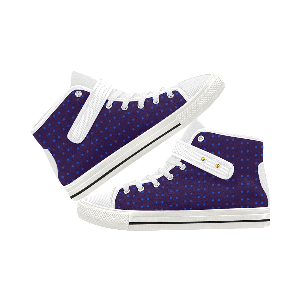 Fabric57 polka dots navy violet blue royal  large Aquila Strap Women's Shoes (Model 1202) e-joyer