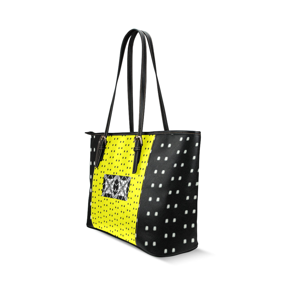 Logo Polka Stripe Alba Leather Tote Bag e-joyer