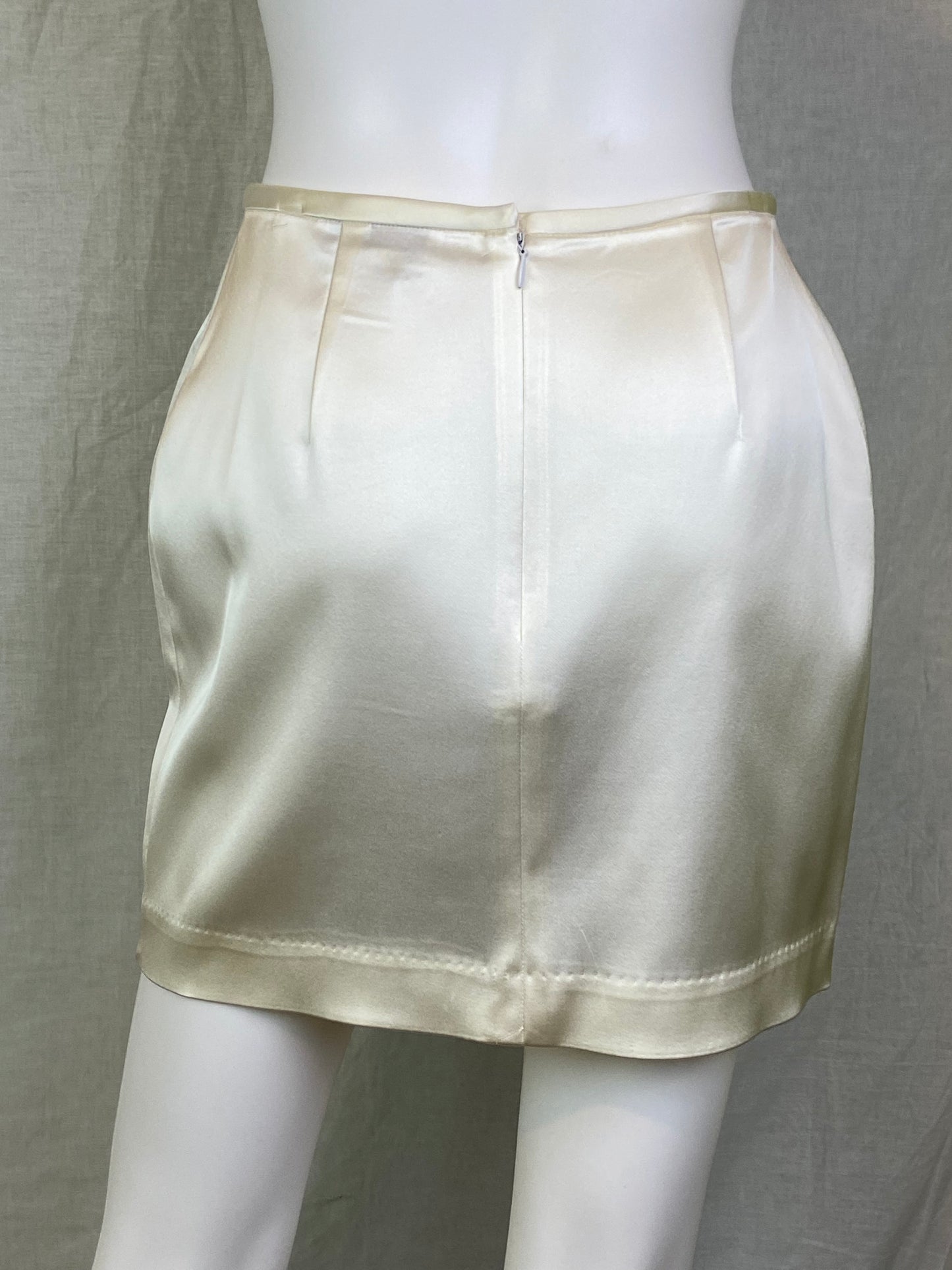 Adrianna Papell White Ivory Satin Cocktail Mini Skirt