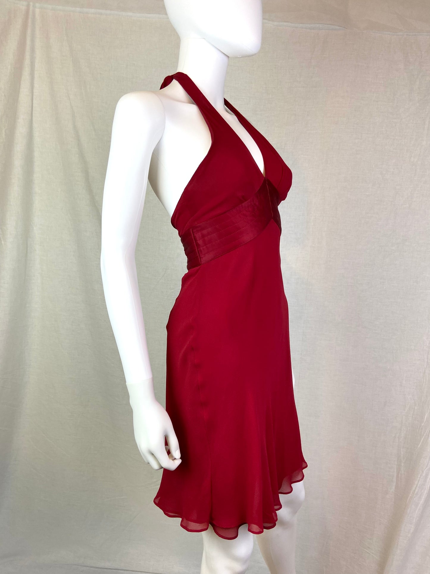 Vintage Express Red Silk Marilyn Monroe Halter Dress