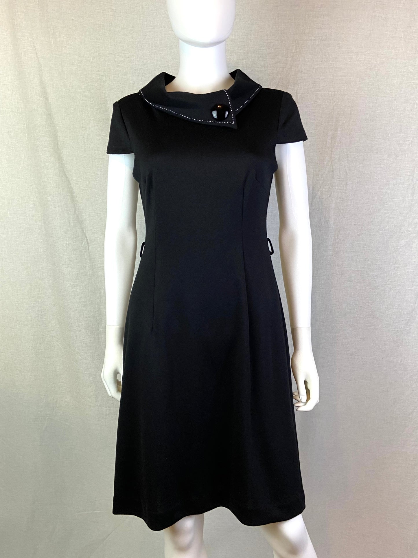 London Times Black Retro 60s Style Wool Sheath Dress ABBY ESSIE STUDIOS