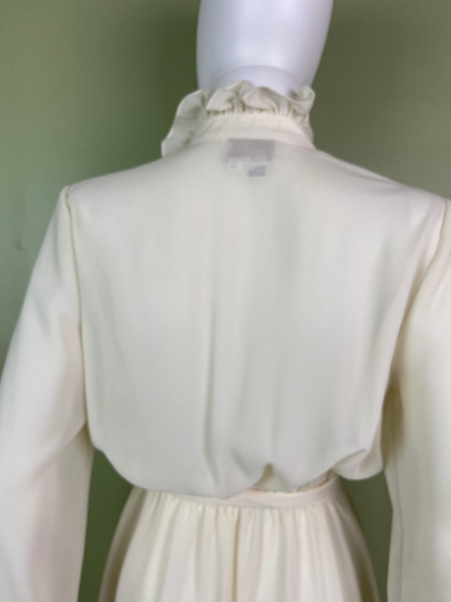 Vintage Astor One White Sheer Ruffle Pleated Fluid Disco Dress Abby Essie