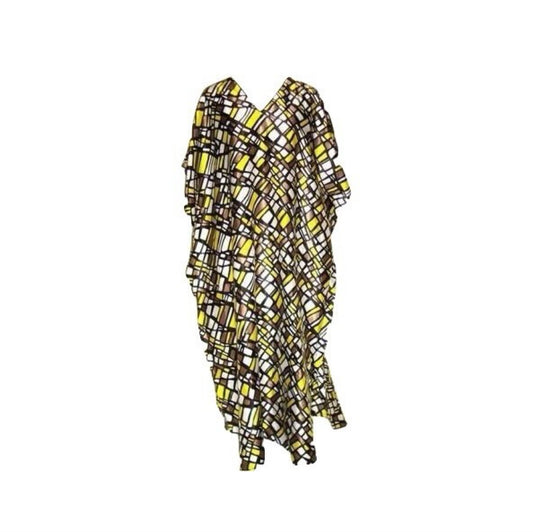 [SOLD] Vintage WINLAR Gray Yelllow White Graphic Caftan