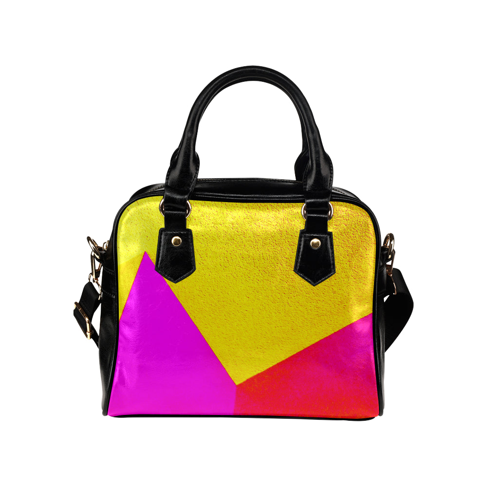 Yellow Abstract Leather Satchel Bag e-joyer