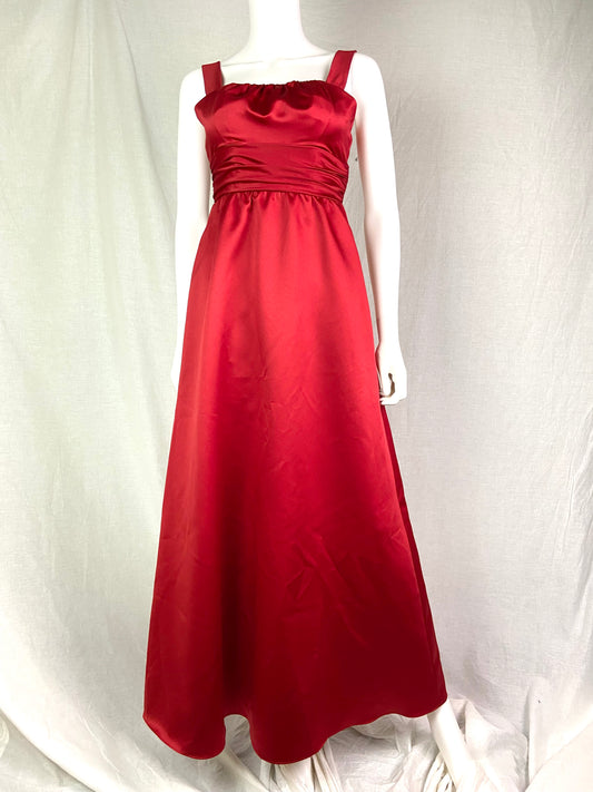 Alfred Angelo Red Satin Empire Waist Gown ABBY ESSIE STUDIOS