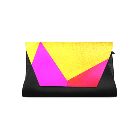 Yellow Abstract Leather Clutch Bag e-joyer