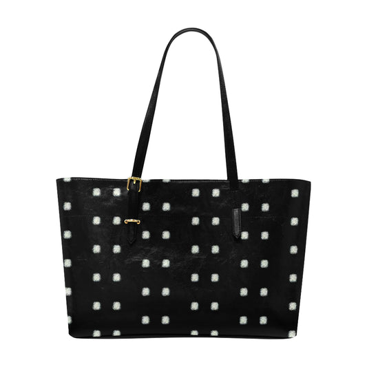 Polka Stripe Classic Leather Tote Bag e-joyer