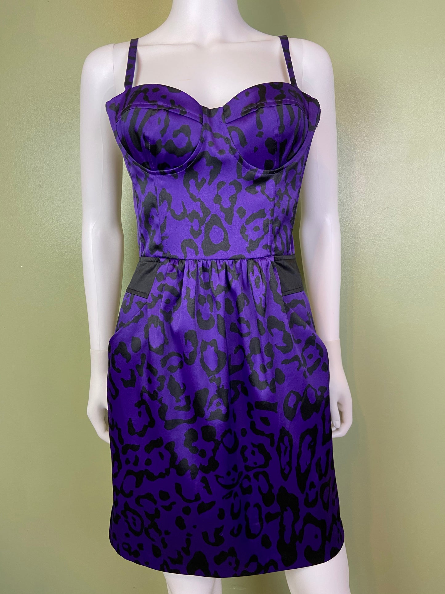 Purple Satin Bustier Cocktail Dress