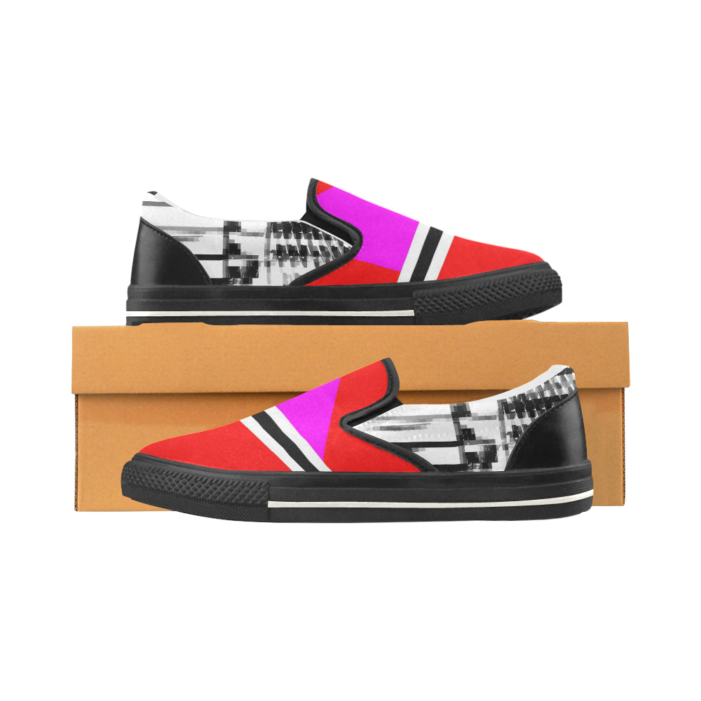 7 IMG_3845.JPG 2 white black border Women's Slip-on Canvas Shoes/Large Size (Model 019) e-joyer