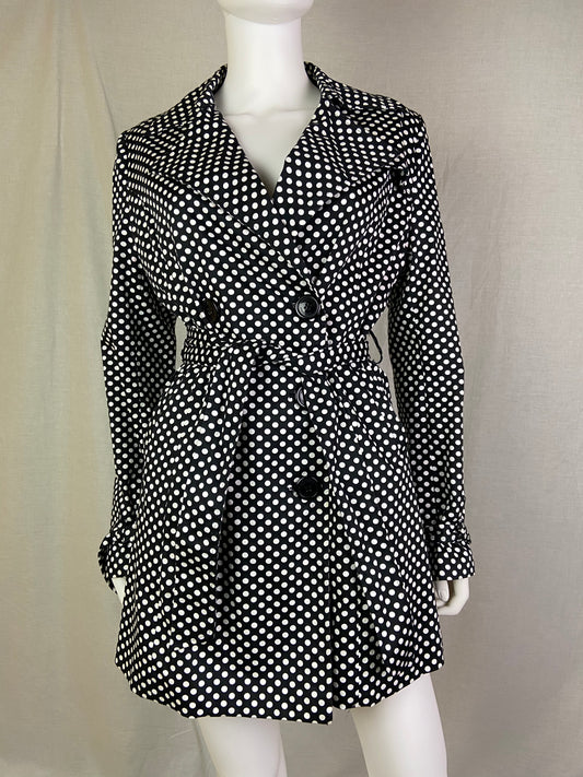 Vertigo Black White Polka Dot Raincoat Duster ABBY ESSIE STUDIOS