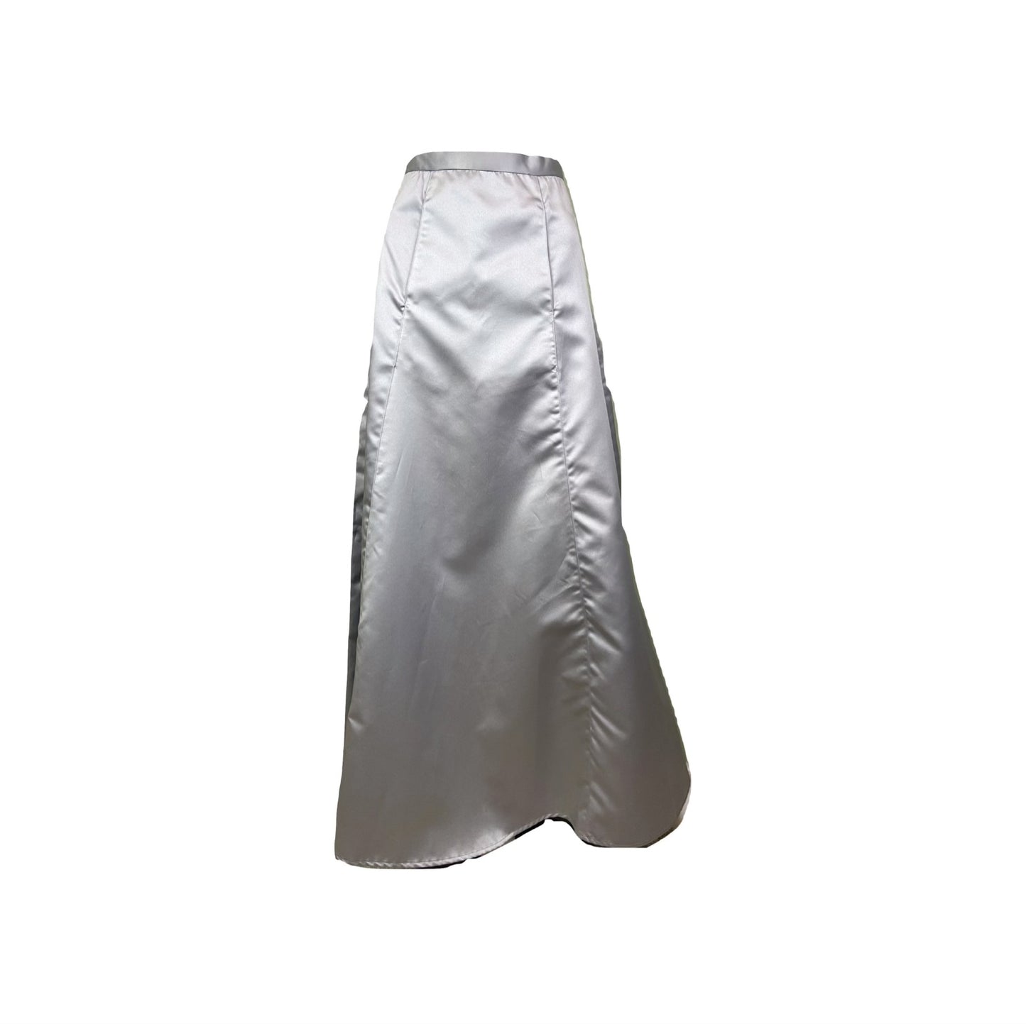 Vintage Silver Satin Tuxedo A-Line Maxi Skirt