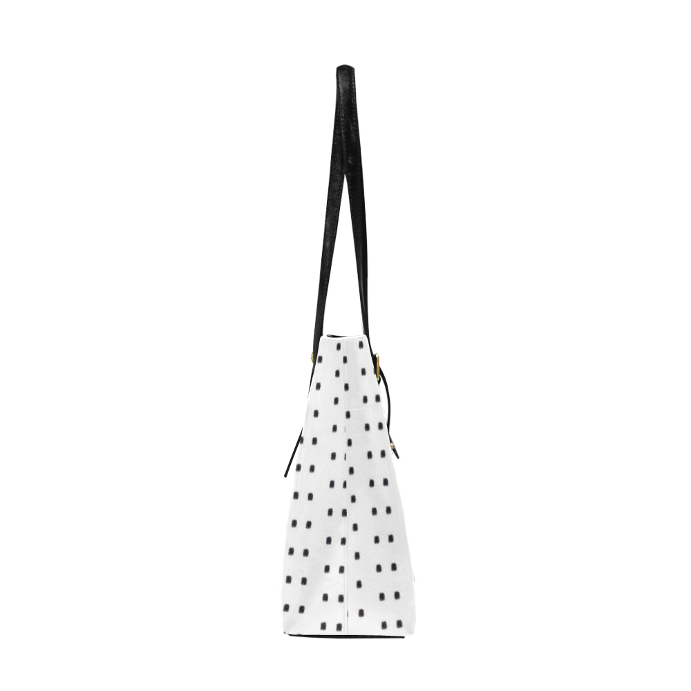 Polka Stripe Classic Leather Tote Bag e-joyer