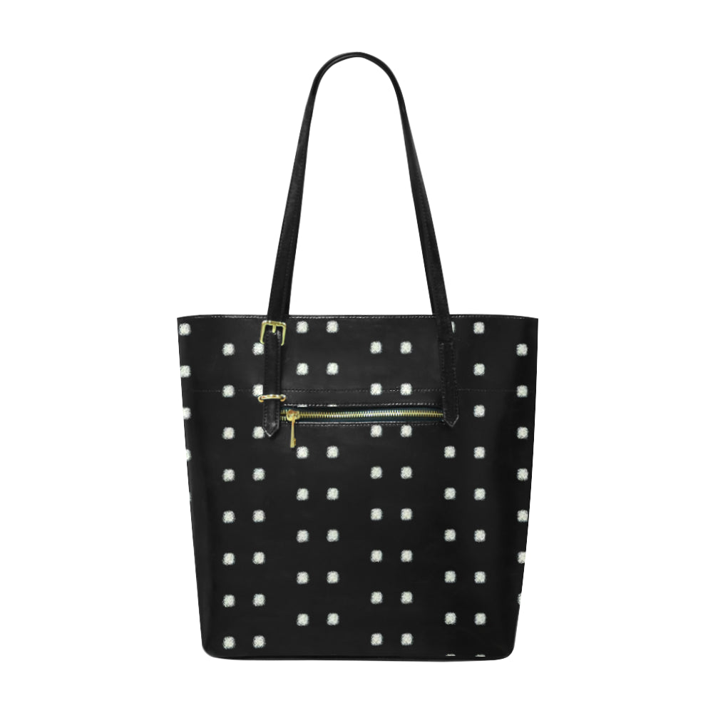 Polka Stripe Classic Leather Tote Bag e-joyer