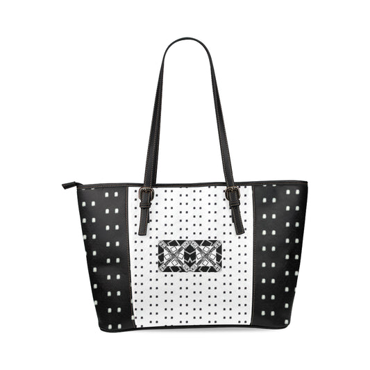 Logo Polka Stripe Alba Leather Tote Bag e-joyer