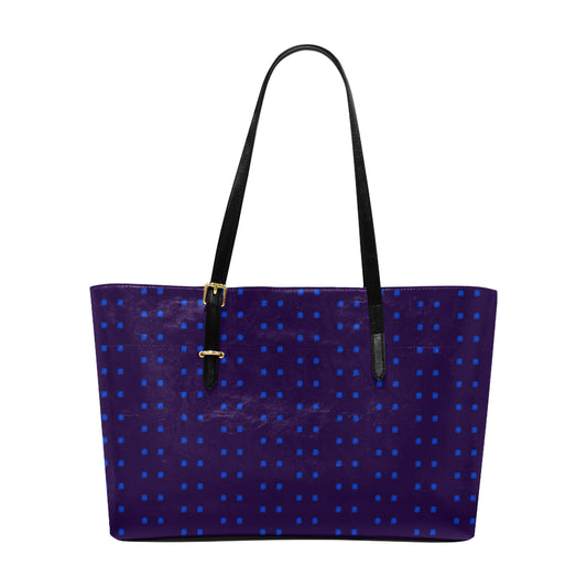 Polka Stripe Classic Leather Tote Bag e-joyer