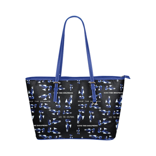 Save the Dolphins Leather Tote Bag /Small