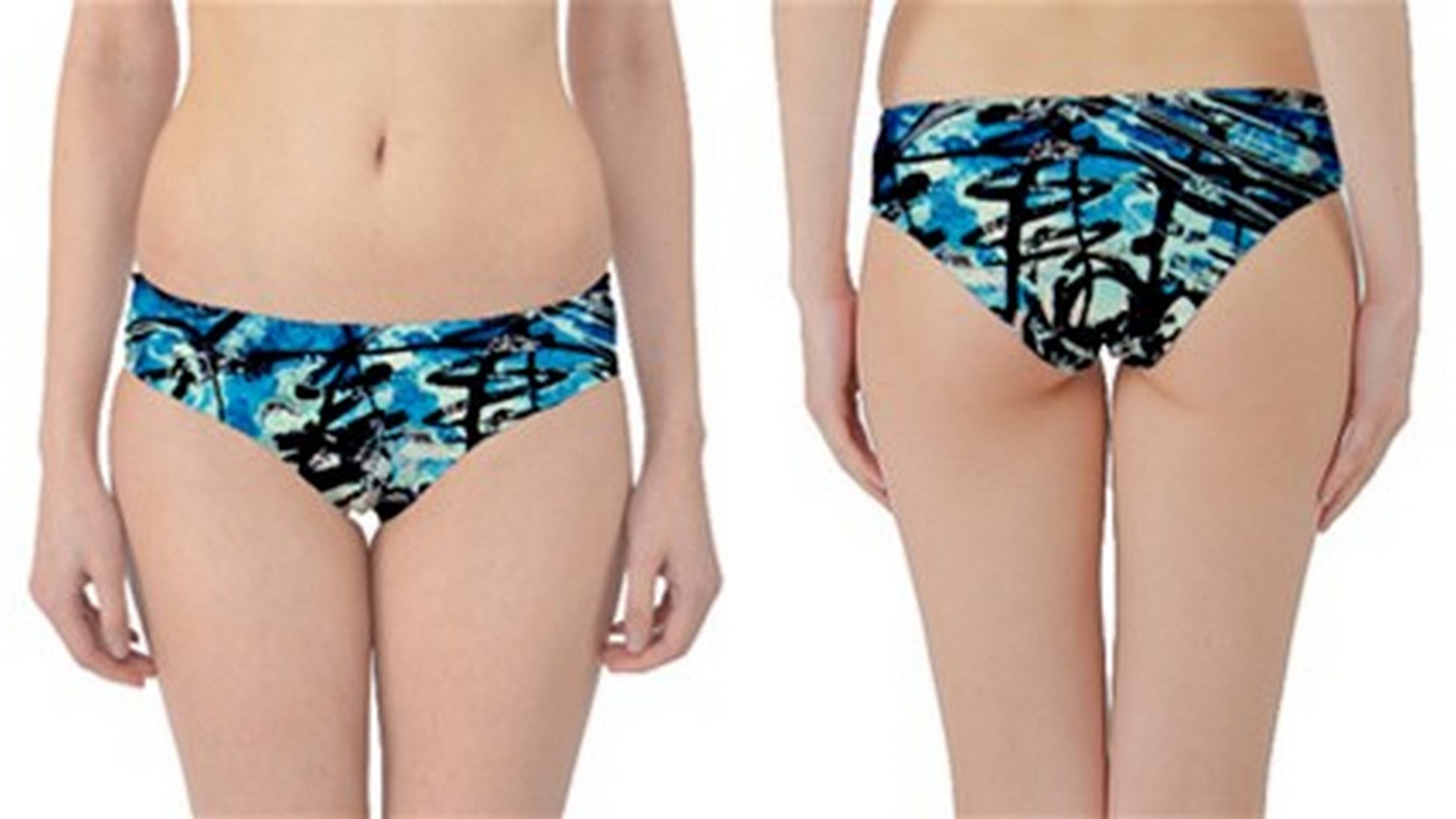 Suga Lane Freedom Abstract Blue Black Hipster Bikini Bottoms ABBY ESSIE