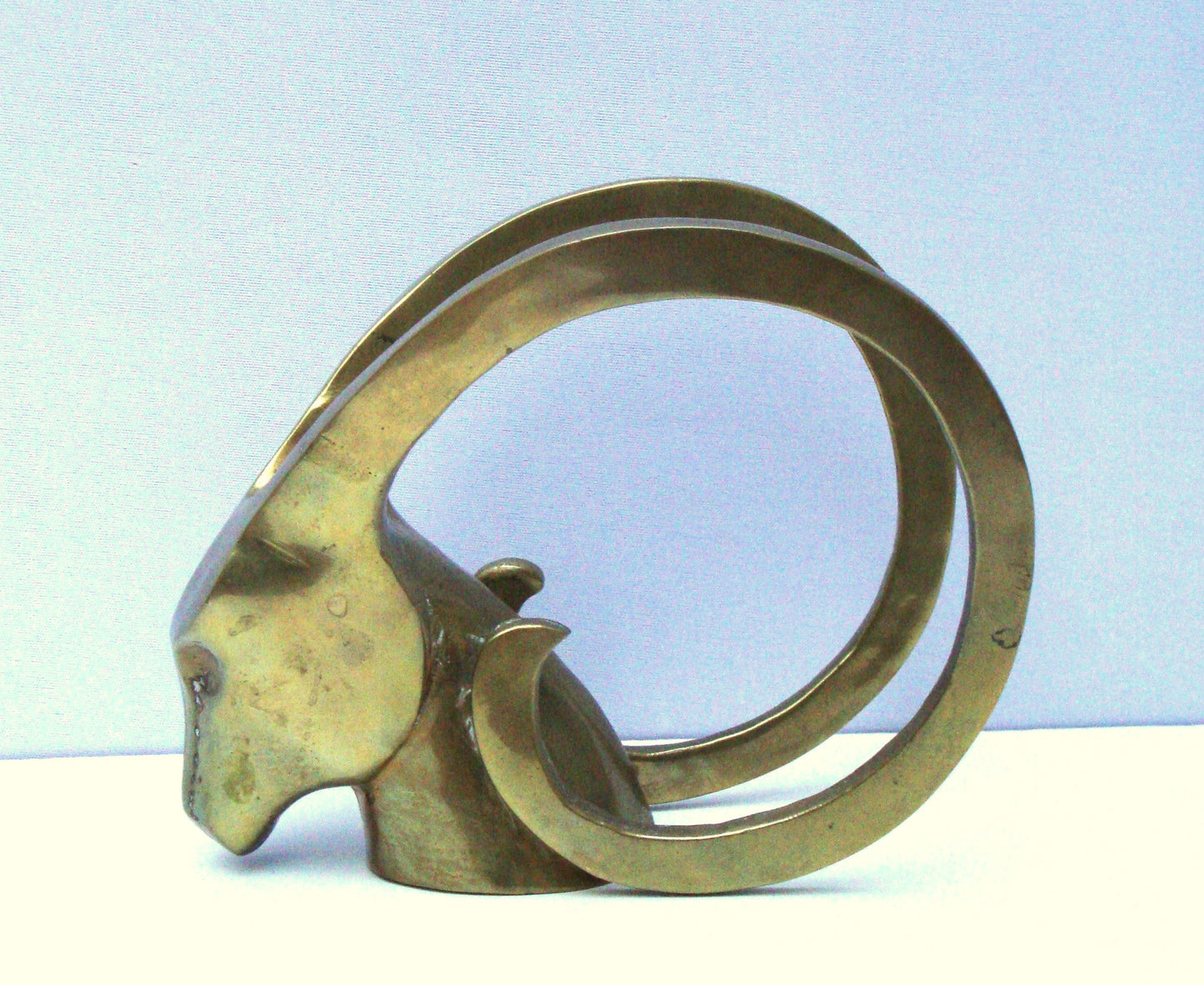Hollywood Regency Brass Antelope Horns Sculpture
