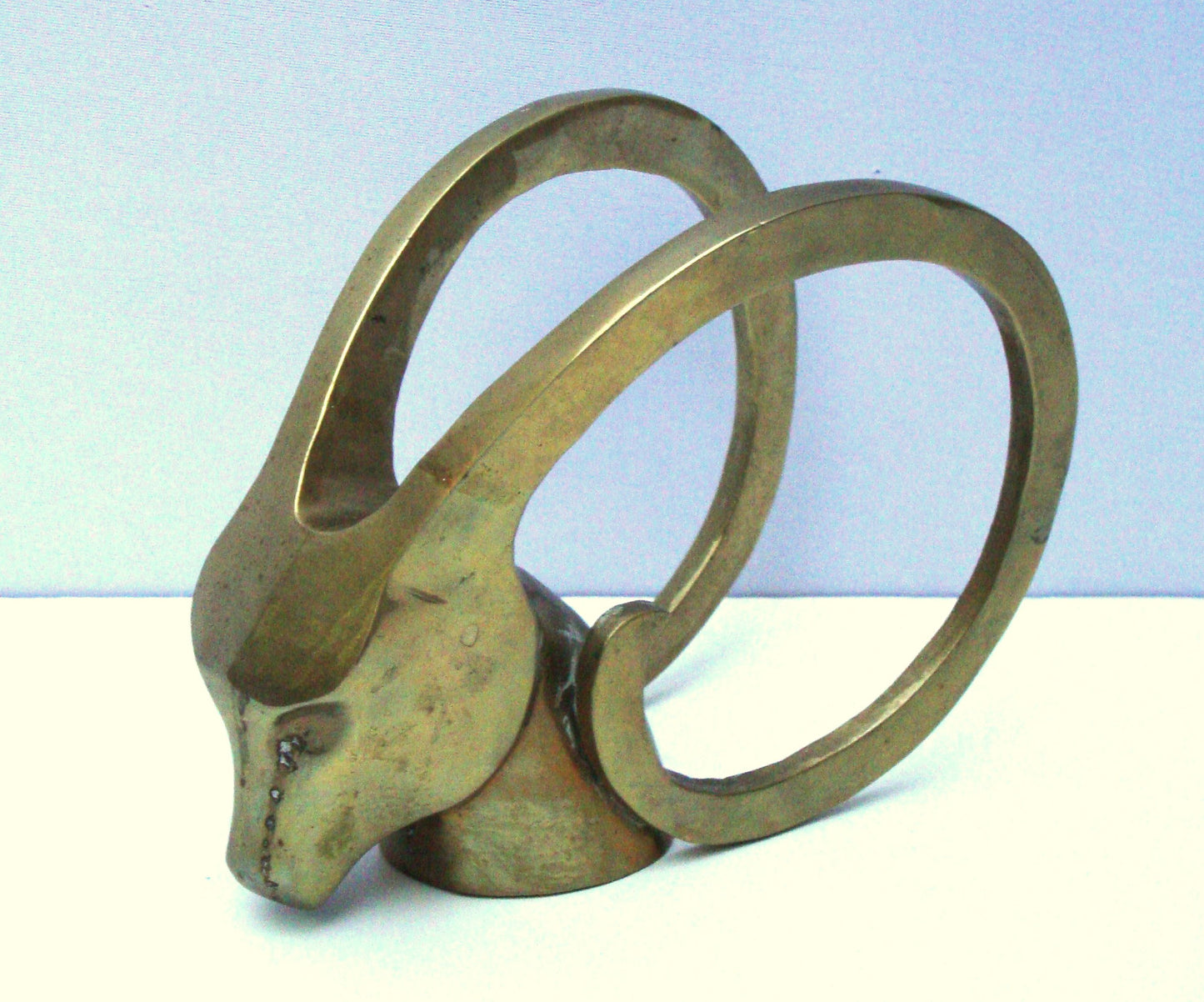 Hollywood Regency Brass Antelope Horns Sculpture