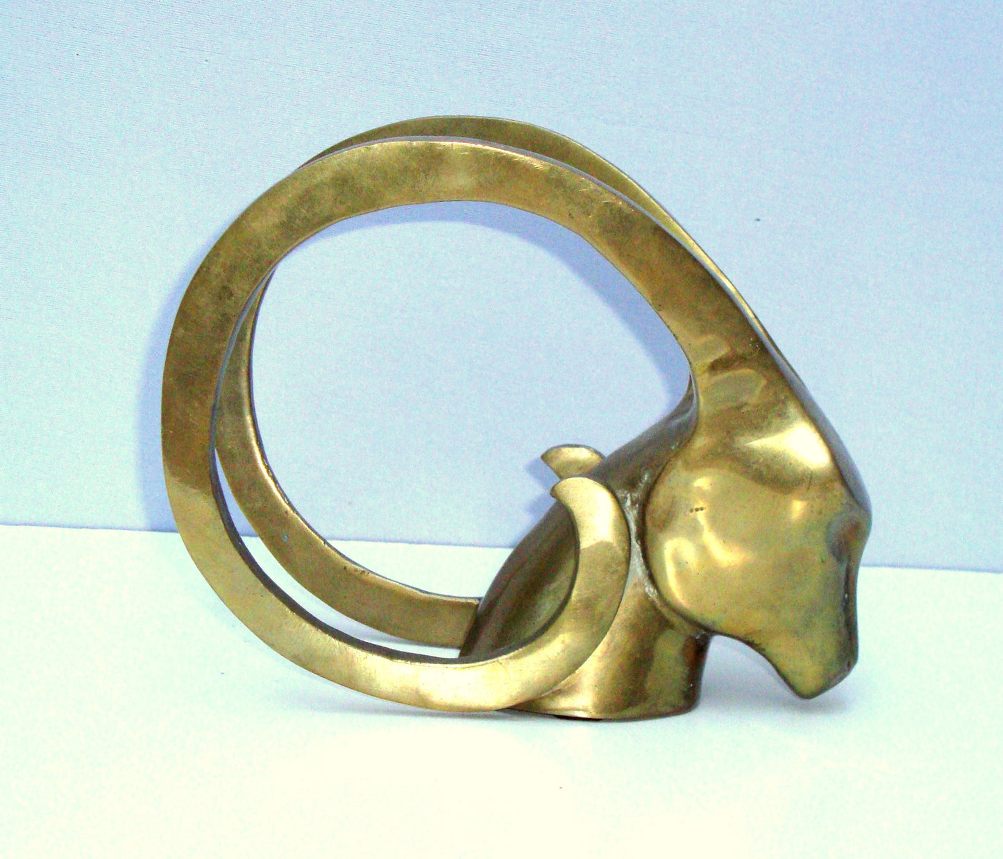 Hollywood Regency Brass Antelope Horns Sculpture