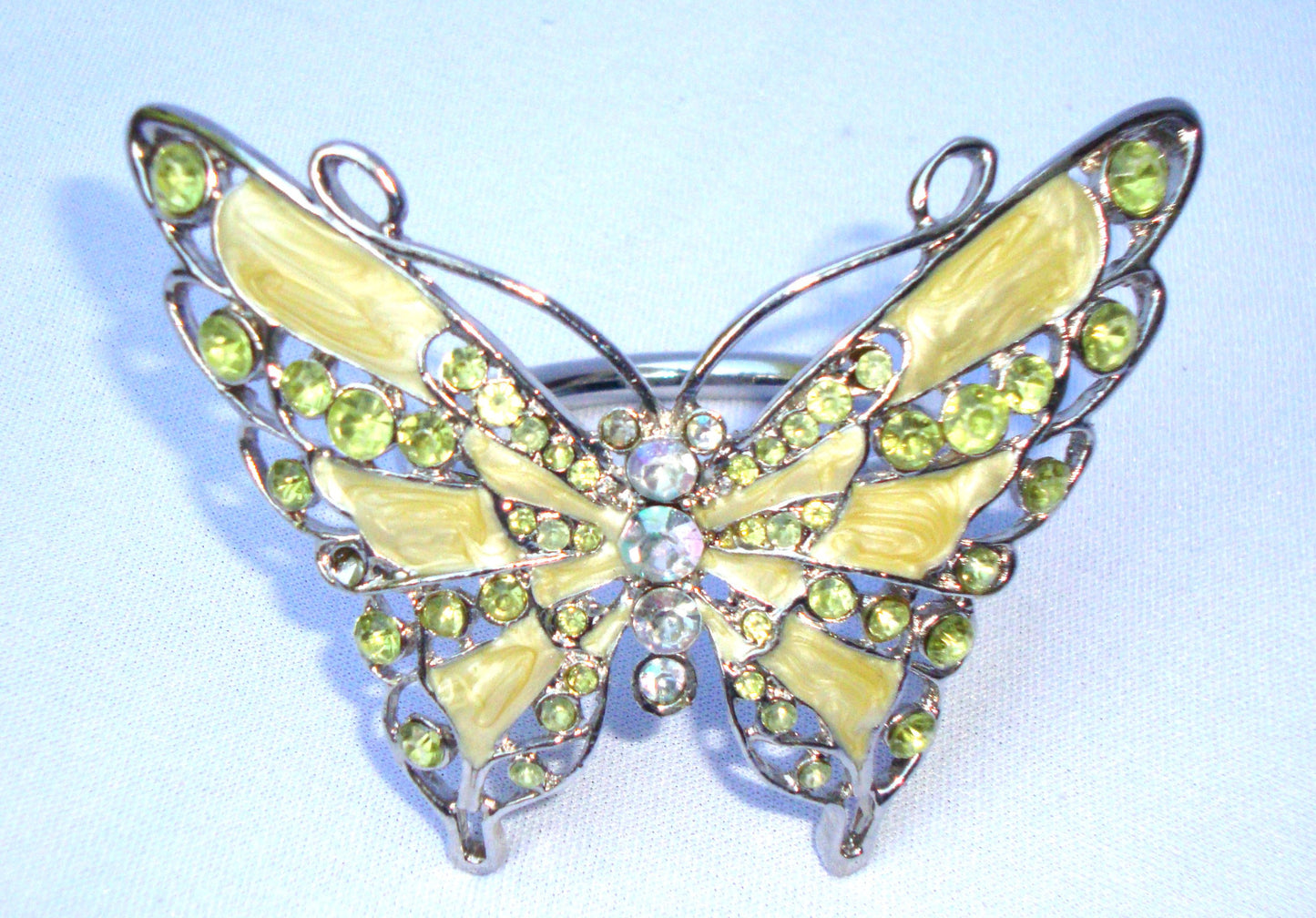 Silver Rhinestone Pearlized Iridescent Butterfly Napkin Rings - Set of 5