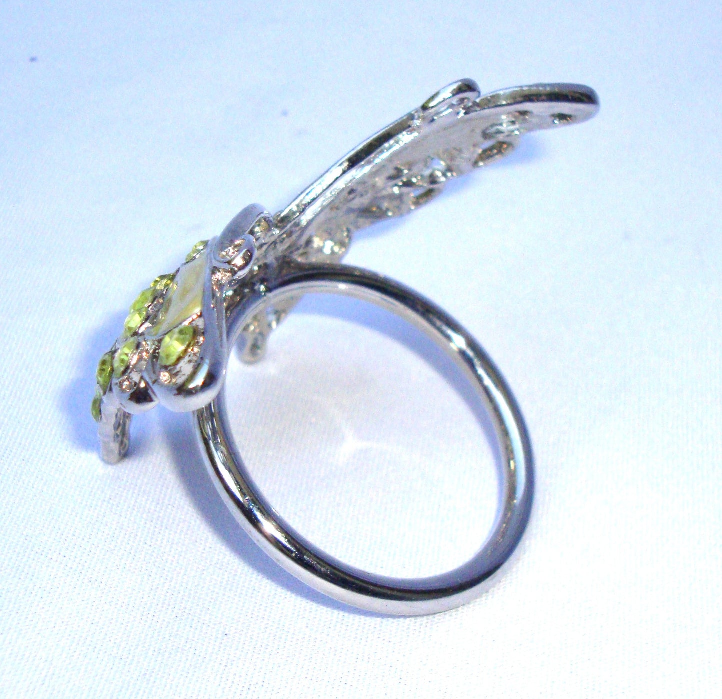 Silver Rhinestone Pearlized Iridescent Butterfly Napkin Rings - Set of 5