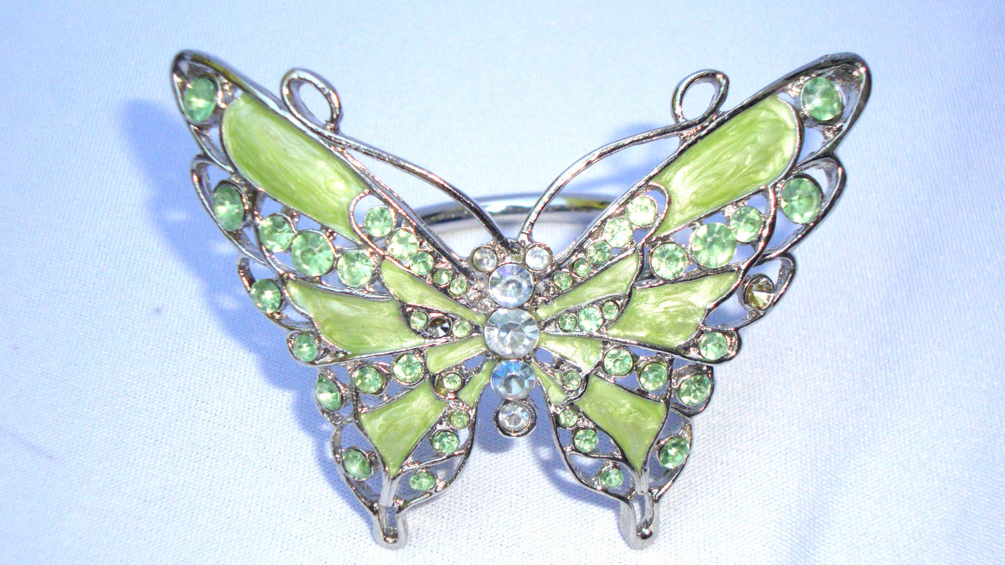 Silver Rhinestone Pearlized Iridescent Butterfly Napkin Rings - Set of 5