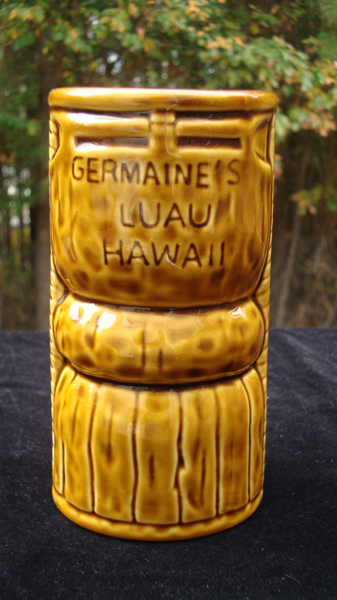 PAIR OF 2 GERMAINE’S LUAU HAWAII WARRIOR TIKI CERAMIC GLASSES