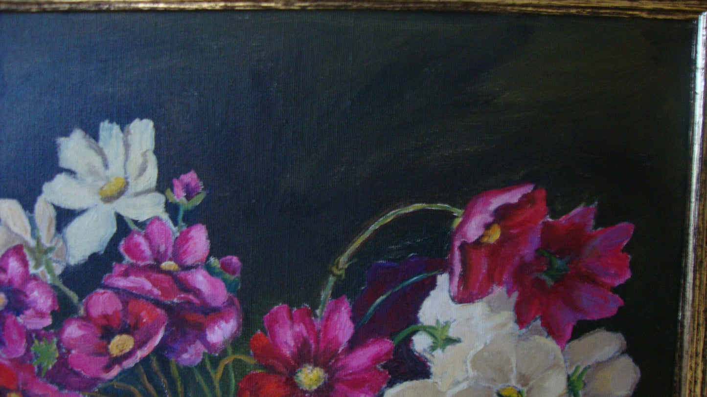 [sold] ARTIST LOUISE JOHNSON Collection ORIGINAL PAINTING FLORAL STILL LIFE / PIECE A