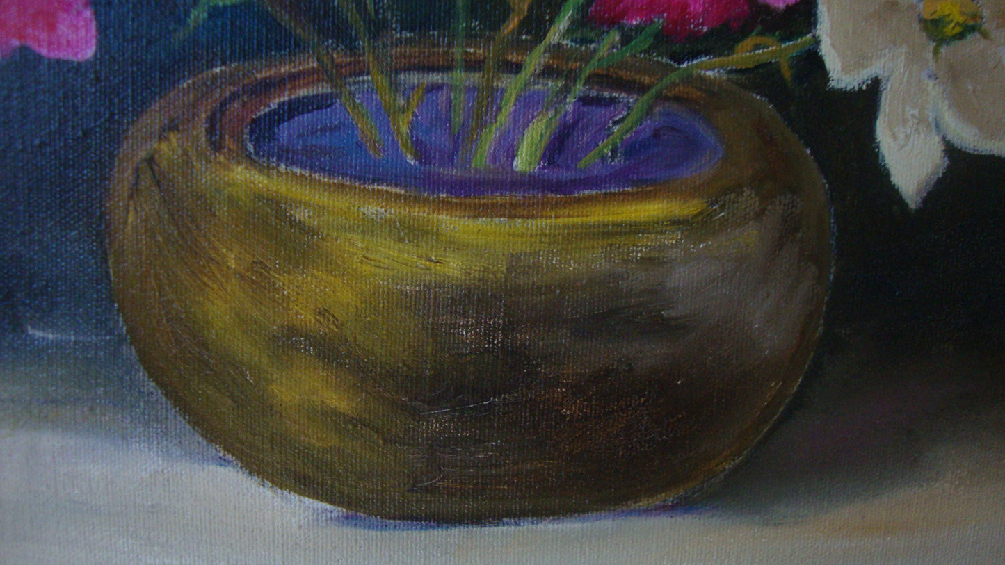 [sold] ARTIST LOUISE JOHNSON Collection ORIGINAL PAINTING FLORAL STILL LIFE / PIECE A