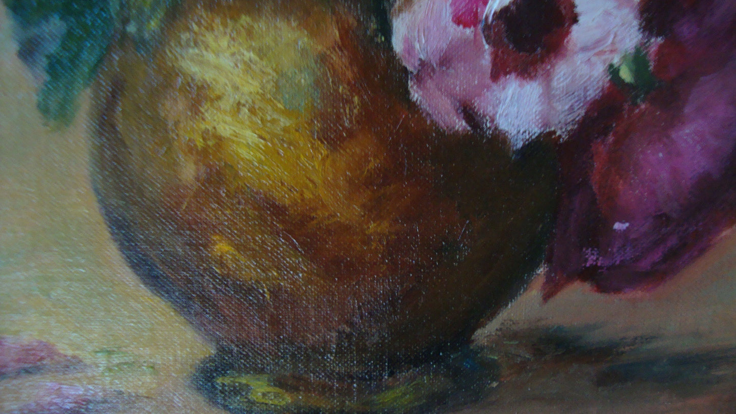 [SOLD] ARTIST LOUISE JOHNSON COLLECTION ORIGINAL PAINTING FLORAL STILL LIFE /PIECE [B]