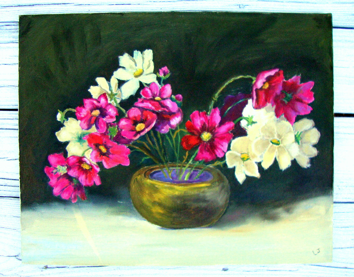 [sold] ARTIST LOUISE JOHNSON Collection ORIGINAL PAINTING FLORAL STILL LIFE / PIECE A