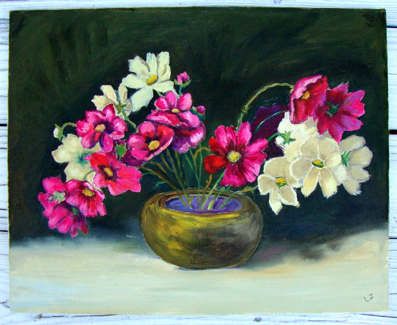 [sold] ARTIST LOUISE JOHNSON Collection ORIGINAL PAINTING FLORAL STILL LIFE / PIECE A