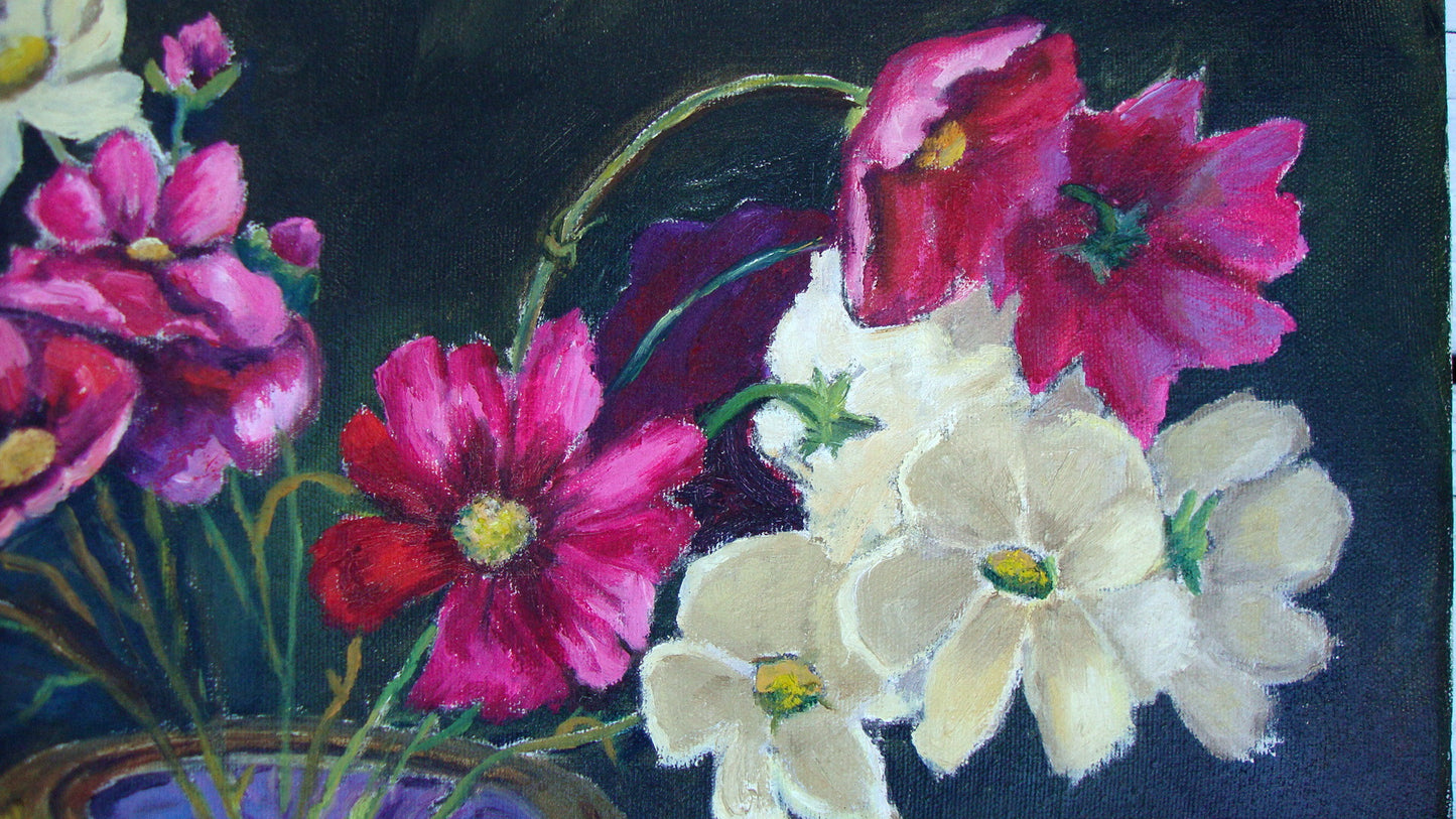 [sold] ARTIST LOUISE JOHNSON Collection ORIGINAL PAINTING FLORAL STILL LIFE / PIECE A