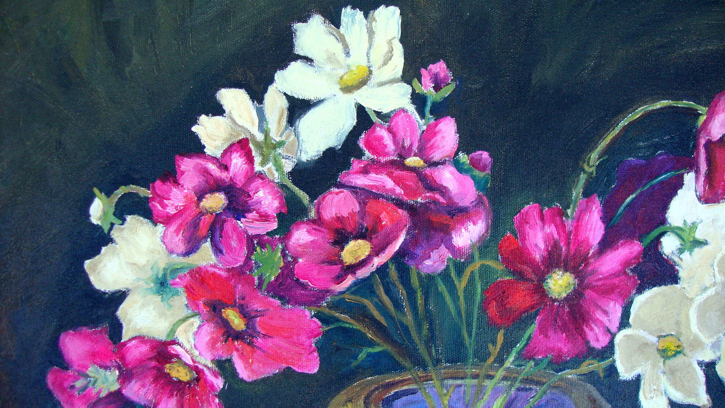 [sold] ARTIST LOUISE JOHNSON Collection ORIGINAL PAINTING FLORAL STILL LIFE / PIECE A