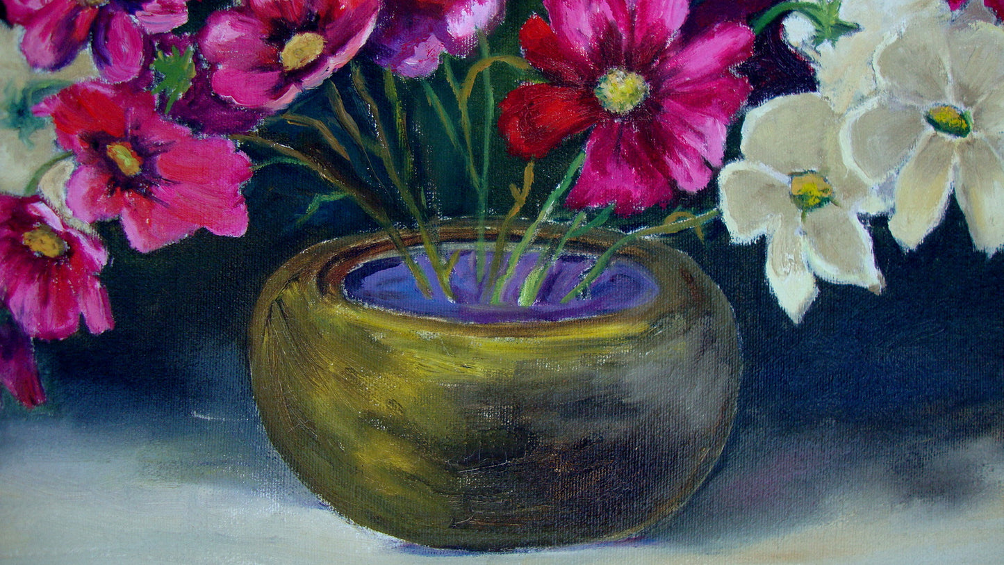 [sold] ARTIST LOUISE JOHNSON Collection ORIGINAL PAINTING FLORAL STILL LIFE / PIECE A