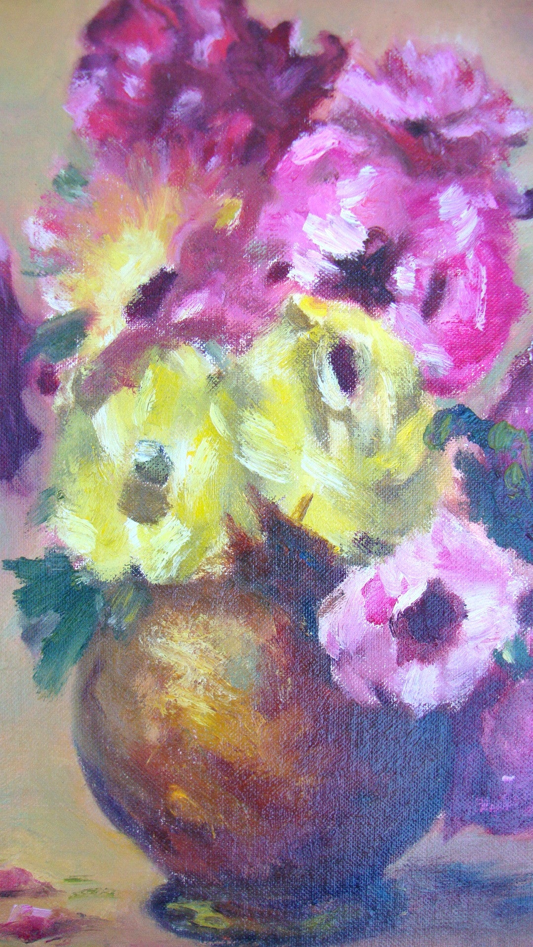 Lousie Johnson Painting - Pastel Flowers in Bowl