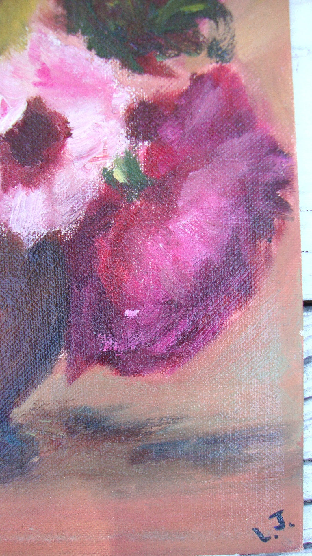 [SOLD] ARTIST LOUISE JOHNSON COLLECTION ORIGINAL PAINTING FLORAL STILL LIFE /PIECE [B]