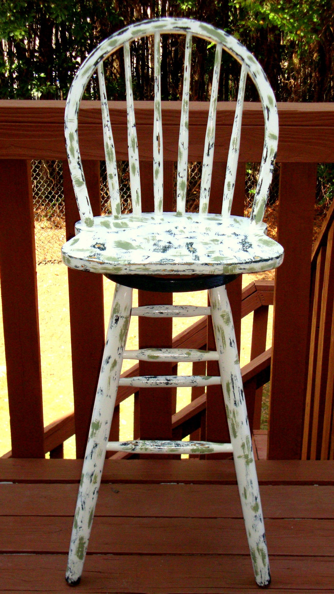 Country Cottage Hand Painted Distressed Bar Stool Barstool Dining Chair