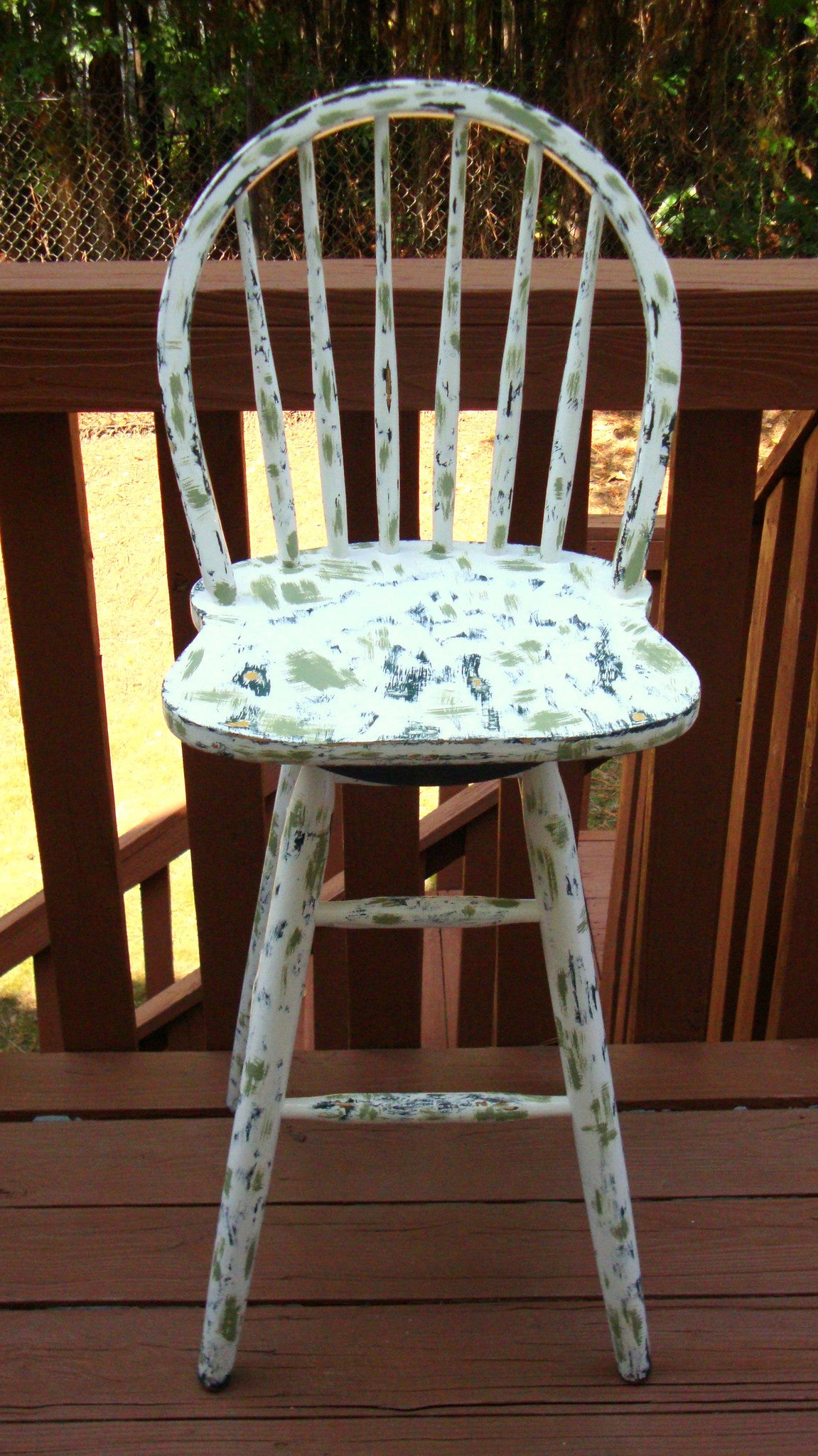 Country Cottage Hand Painted Distressed Bar Stool Barstool Dining Chair