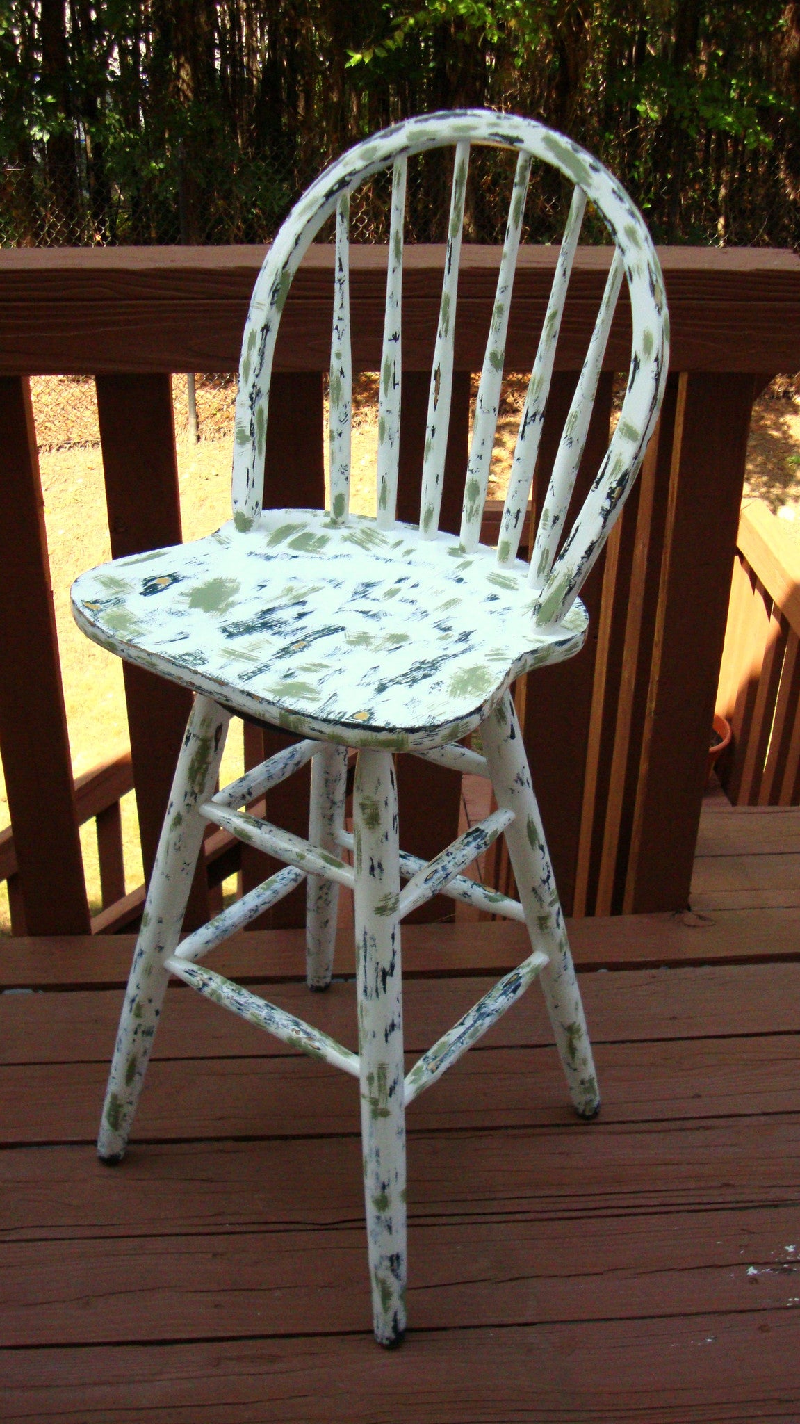 Country Cottage Hand Painted Distressed Bar Stool Barstool Dining Chair
