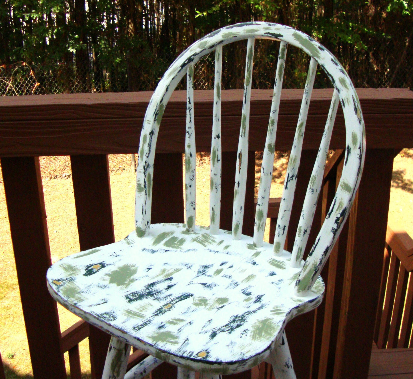 Country Cottage Hand Painted Distressed Bar Stool Barstool Dining Chair
